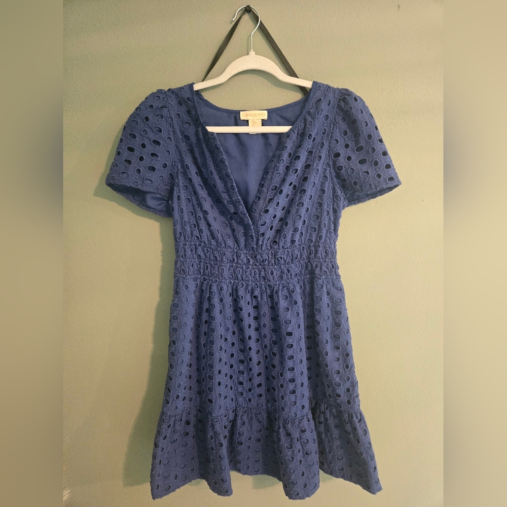 Cynthia Rowley Blue Eyelet Mini Dress
